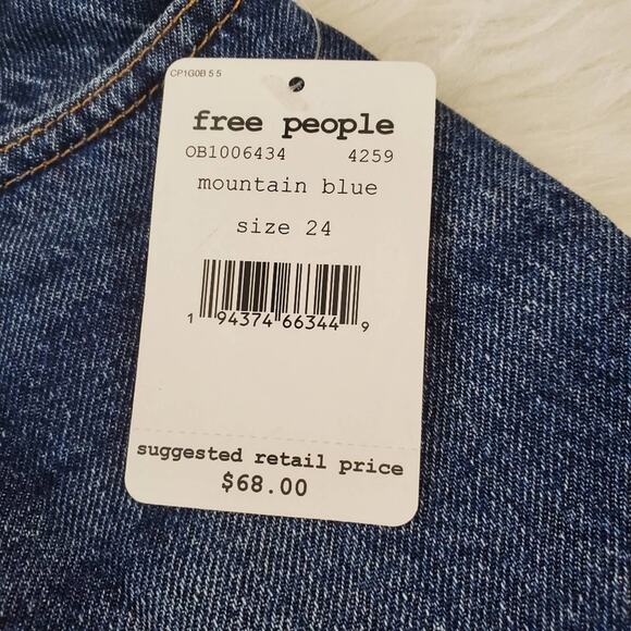 NWT Free People Size 24 Bailey Frayed Denim Skirt - Picture 4 of 9